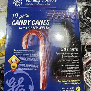 10 Pack Candy Canes 18ft Lighted  Length Decoration GE Holiday Classics Vintage
